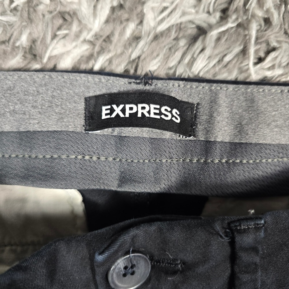 Express Mens Slim Fit Chino Pants Black 28x30 Stretch Cotton Blend Casual Work - Picture 2 of 10